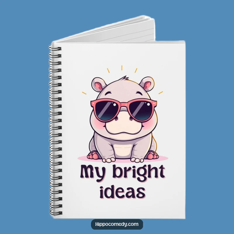 Funny Kawaii Hippo Sunglasses Notebook - Jot Down Ideas Hilariously Gift