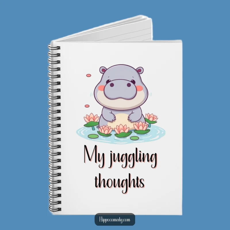 Funny Kawaii Hippo Lily Juggling Notebook - Cute Journaling Gift