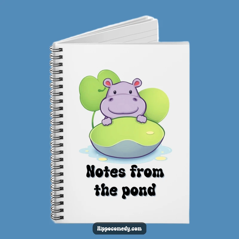 Funny Hippo Lily Pad Notebook - Jot Down Curious Thoughts
