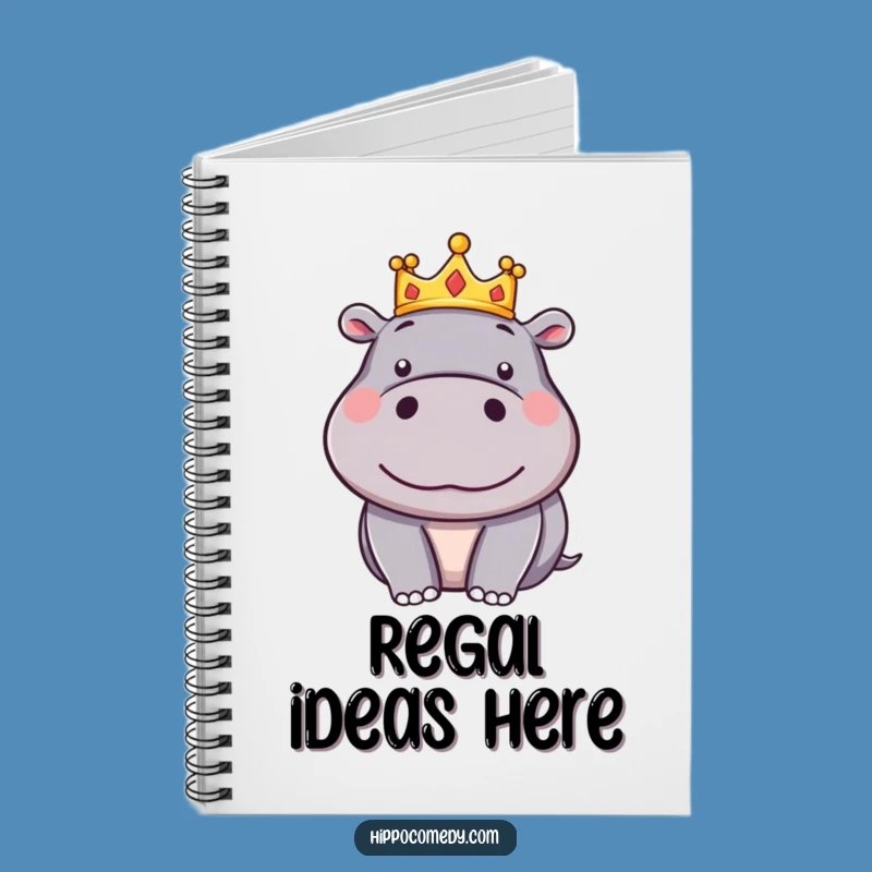 Funny Silly Hippo Crown Notebook - Royal Cartoon Hippo Joyful Journal