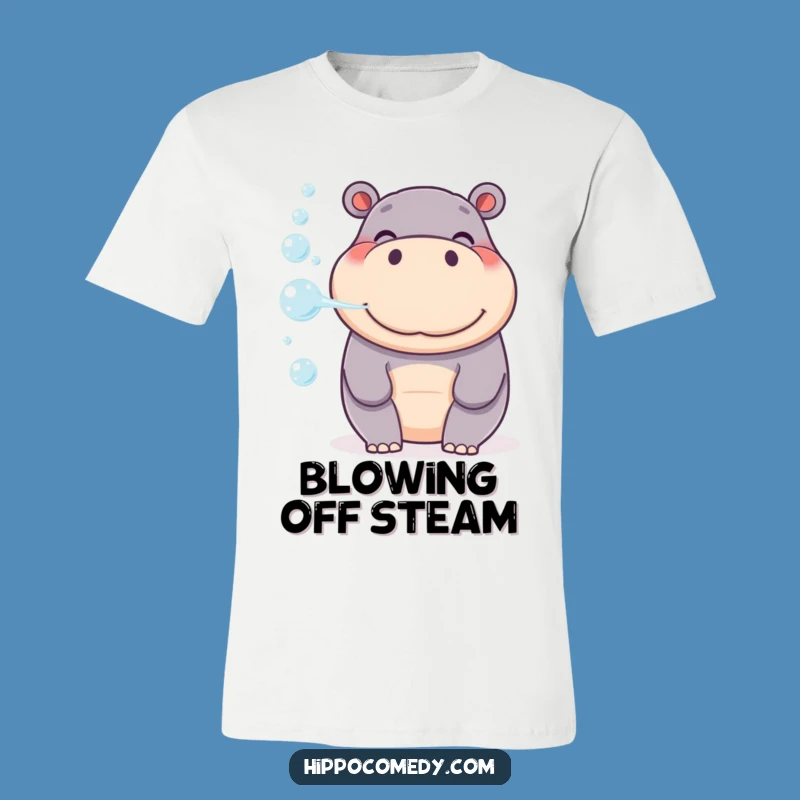 Funny Bubble-Blowing Hippo T-Shirt - Whimsical Fun, Great Gift