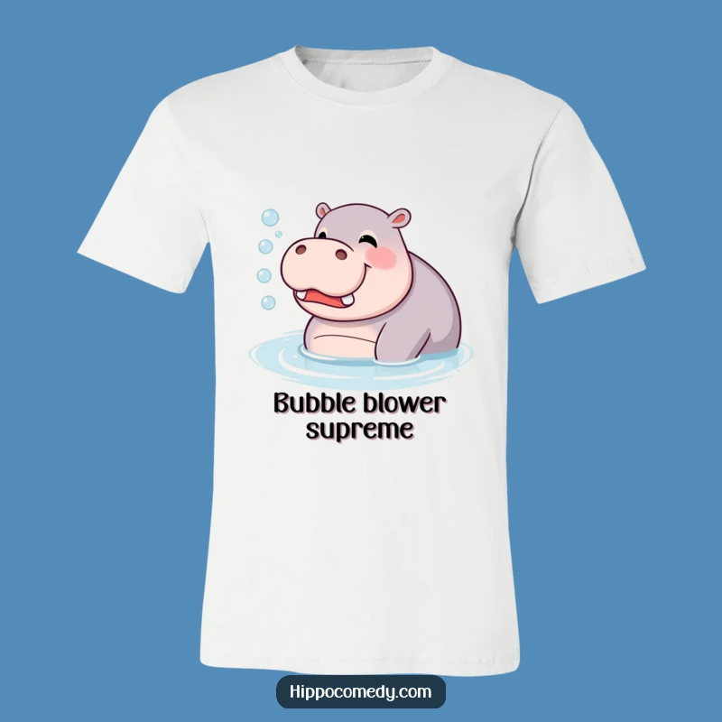 Funny Giggling Hippo Tee: Bubbles Blowing Hippopotamus Shirt