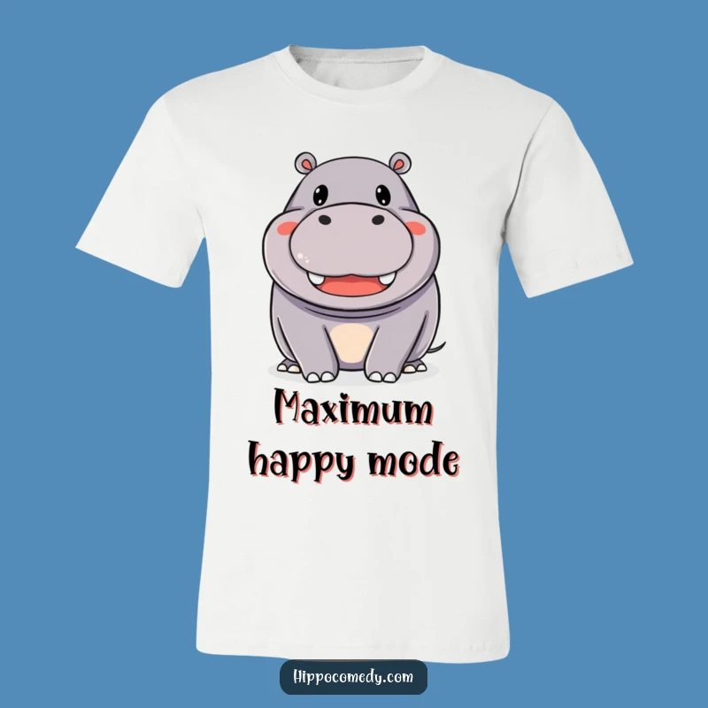 Funny Happy Hippo T-Shirt: Joyful Hippopotamus with a Wide, Beaming Smile Tee