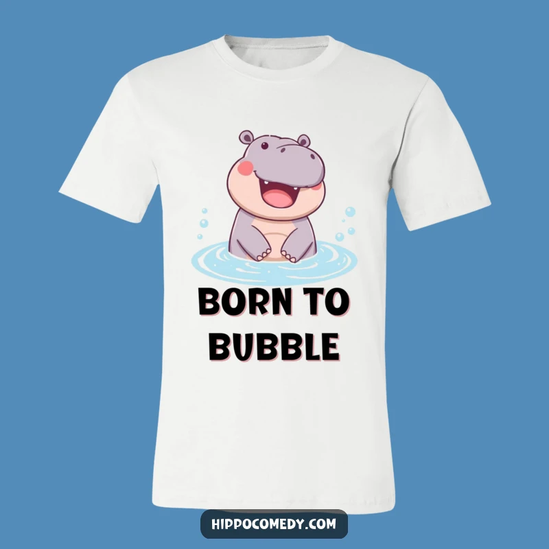Funny Hippo Bubble Tee: Joyful Emerging Hippo Shirt for Fun Lovers
