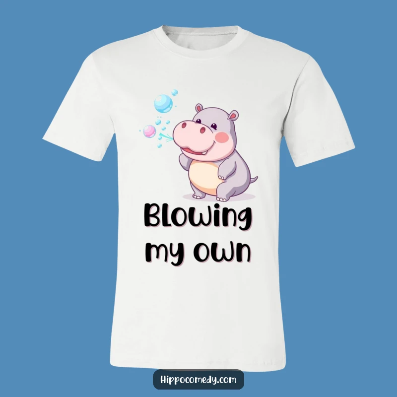 Funny Hippo Bubbles T-Shirt: Playful Animal Fun Design, Comfy & Humorous Apparel