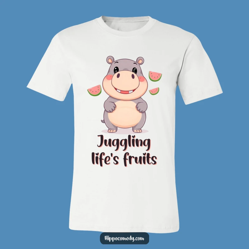 Funny Hippo Juggling T-Shirt: Giggling Hippo Fun Design, Comfy & Humorous Apparel