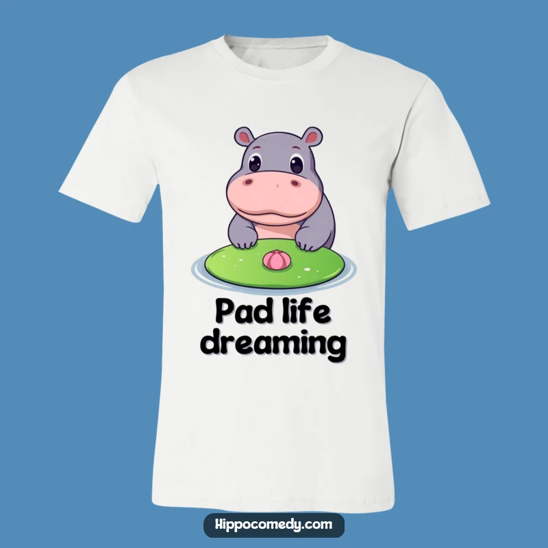 Funny Hippo Lily Pad Tee: Curious Hippo Apparel for Nature Enthusiasts