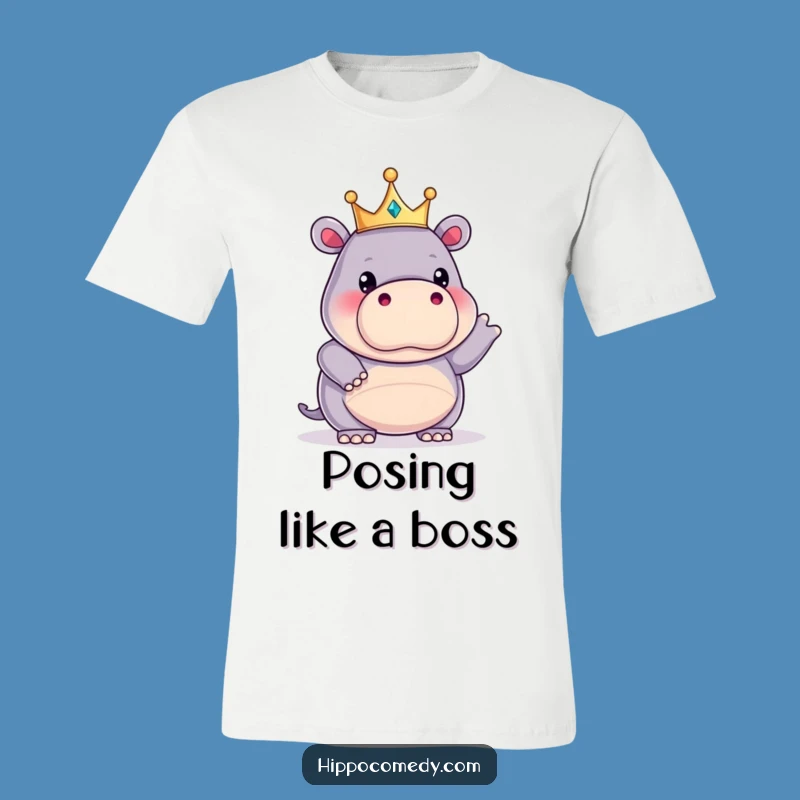 Funny Kawaii Hippo King T-Shirt: Wear Your Royal Humor with This Cute Tee
