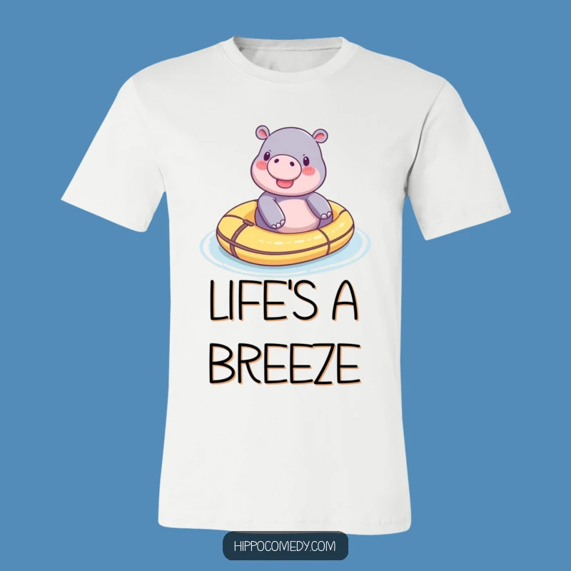 Funny Tiny Hippo Raft T-Shirt - Wear Your Blissful Relaxation