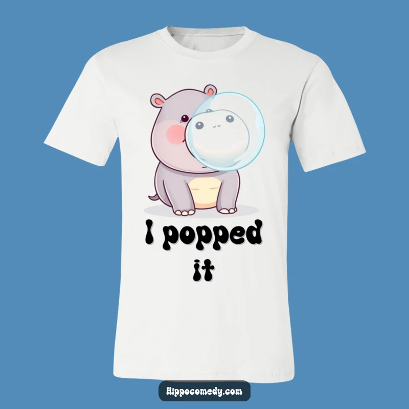 Funny Kawaii Hippo Bubble T-Shirt - Cute Animal Blow Graphic Tee Gift