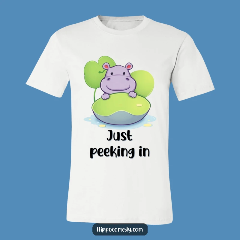 Funny Hippo Lily Pad T-Shirt - Curious & Playful Animal Tee