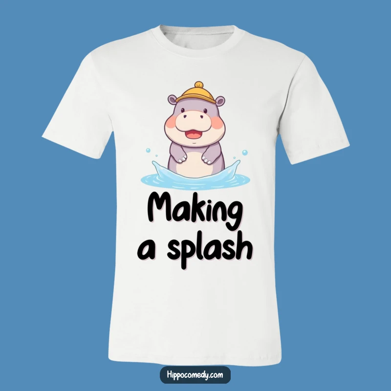 Funny Kawaii Hippo Splash Tee: Adorable Gift for Fun-Loving People