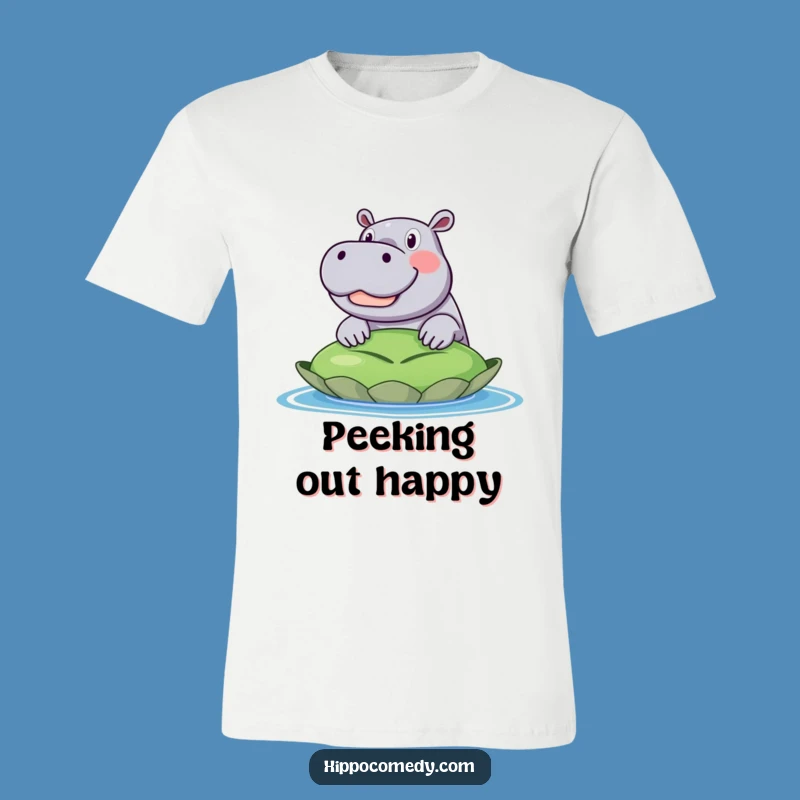 Funny Excited Hippo T-Shirt: Lily Pad Grin, Ideal Humorous Gift