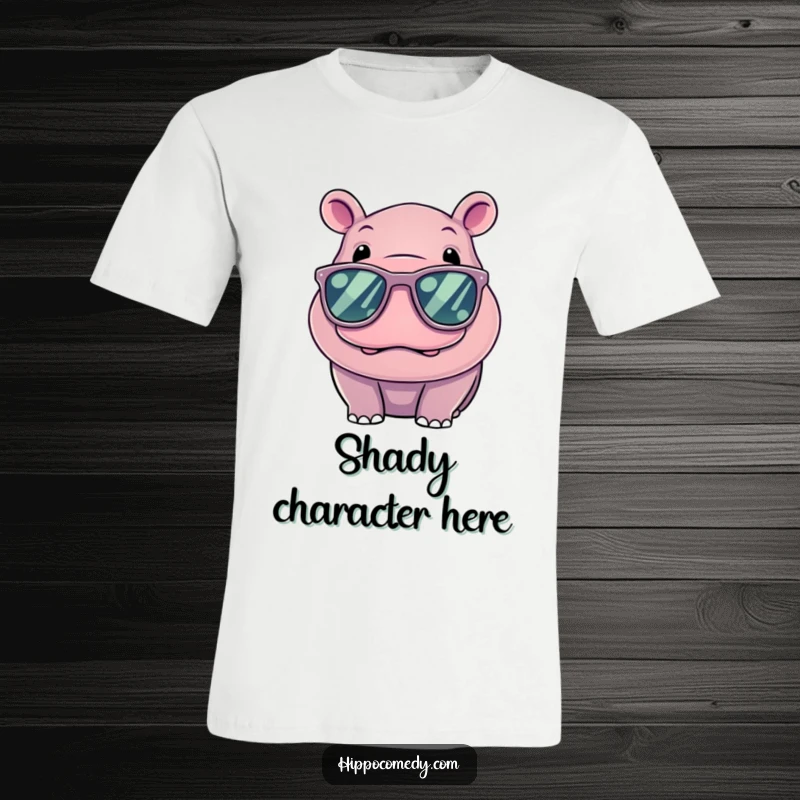 Funny Cool Hippo T-Shirt, a kawaii hippo wearing oversized sunglasses, looking effortlessly stylish and cool.