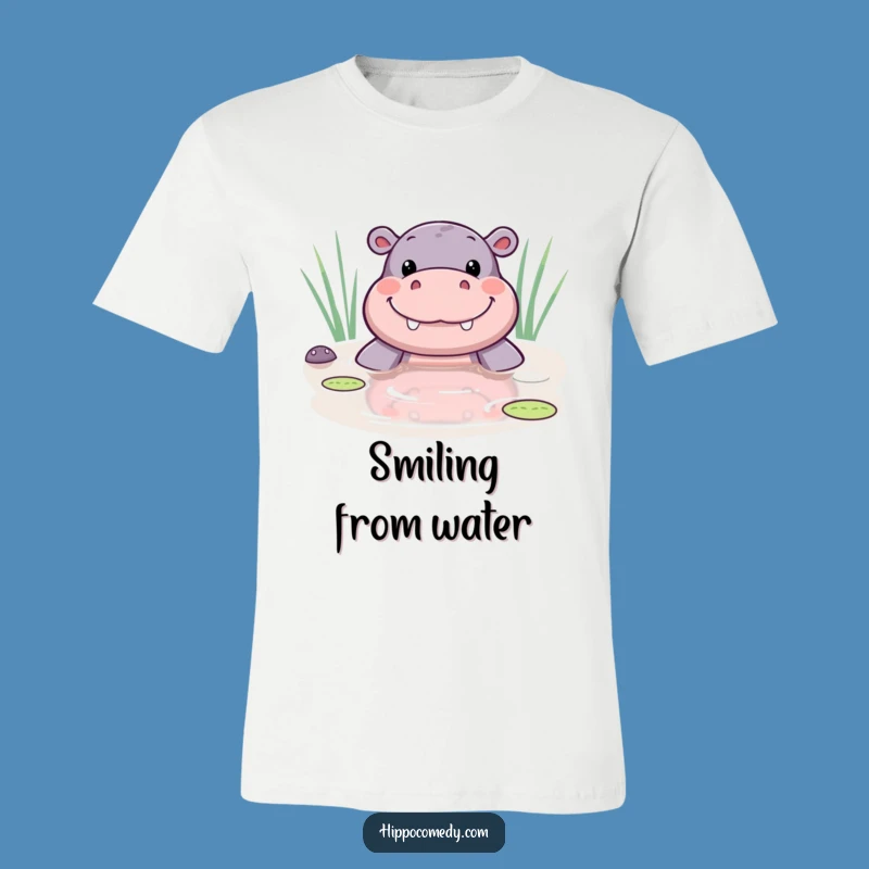 Funny Kawaii Hippo Pond Smile T-Shirt - Cute & Cheerful Tee Gift