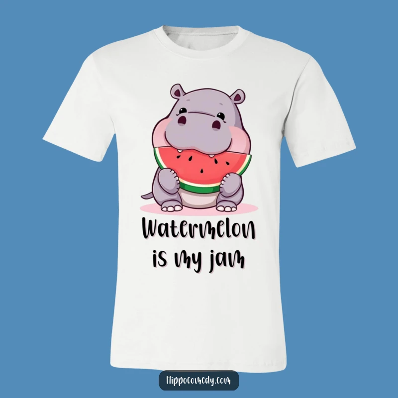 Funny Curious Hippo Watermelon Slice T-Shirt - The Ultimate Humorous Apparel