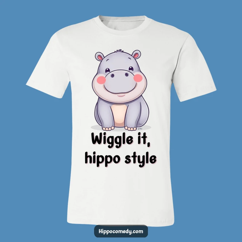 Funny Happy Hippo Wiggle T-Shirt - Shiny & Joyful Hippo Graphic Tee Gift
