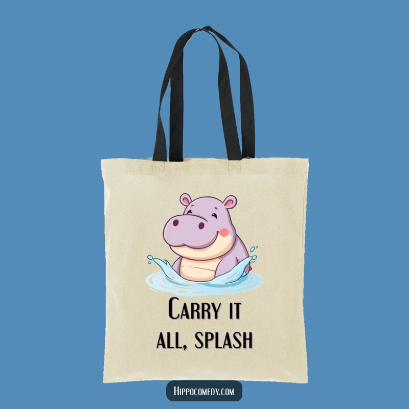 Funny Hippo Splash Tote Bag: Spacious & Playful Hippo Carryall Gift