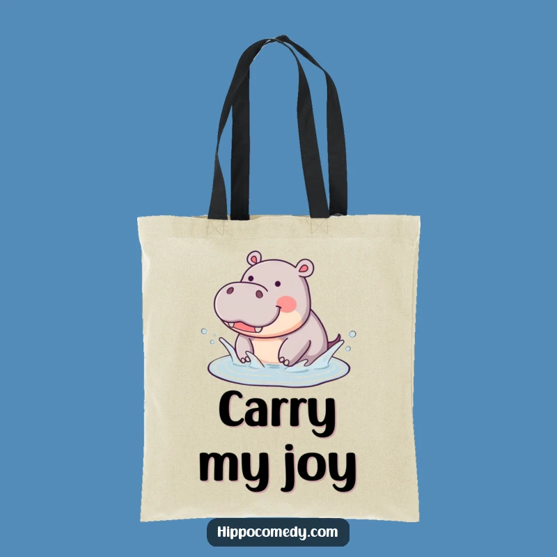 Funny Hippo Splashing Tote Bag: Joyful Carry-All Gift for Everyday Fun