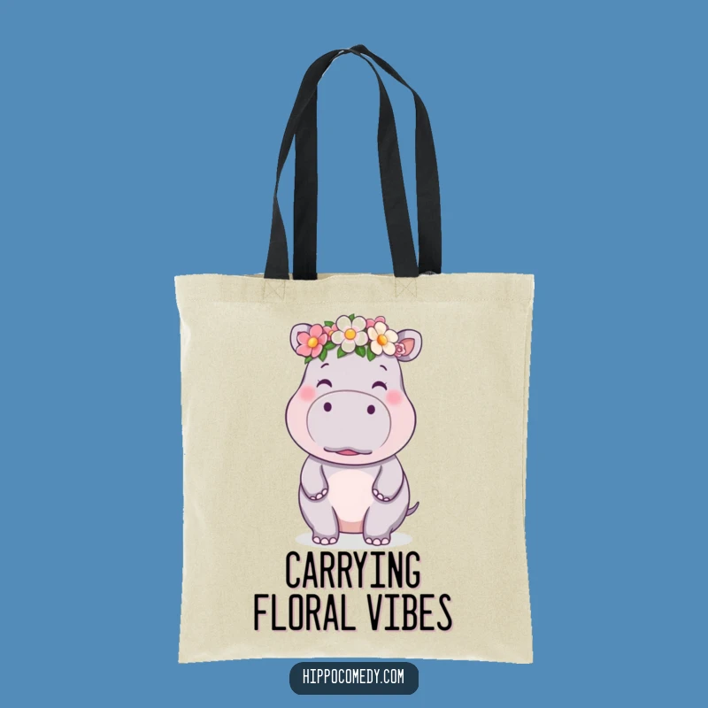 Funny Kawaii Hippo Flower Crown Kiss Tote Bag - Cute & Stylish Gift