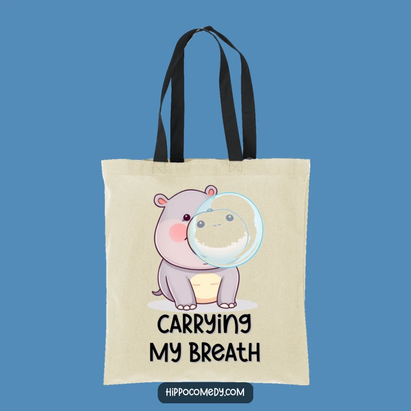 Funny Kawaii Hippo Bubble Tote Bag - Cute Animal Blow Accessory Gift