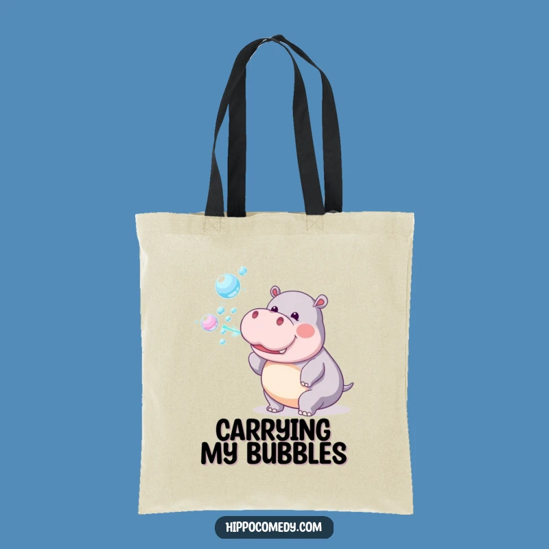 Funny Hippo Bubbles Tote: Playful Hippo Accessory Bag, Stylish & Whimsical
