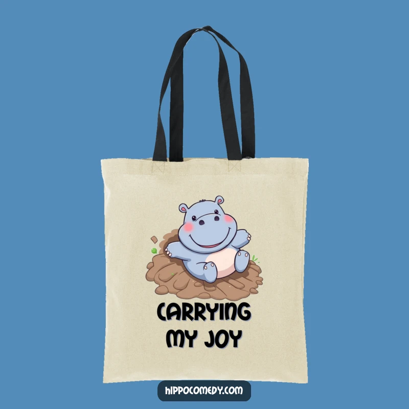Funny Hippo Mudslide Tote Bag - Chic Cartoon Hippo Joyful Shopping Bag
