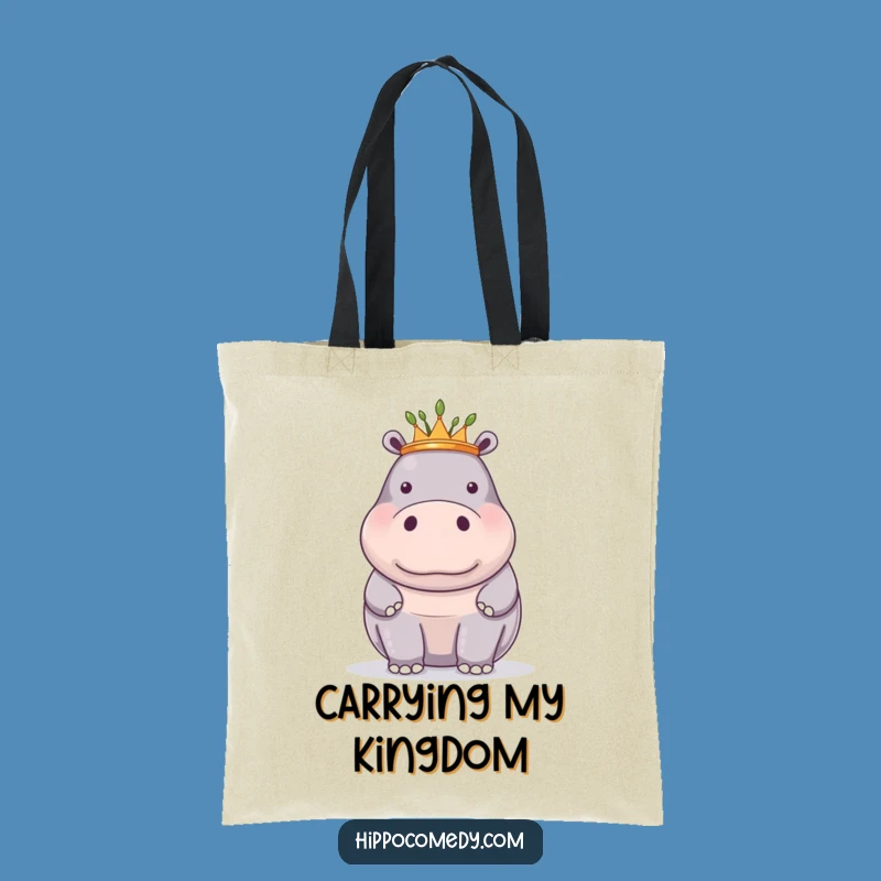 Funny Proud Hippo Reed Crown Tote Bag: Carry Your Crown with Pride
