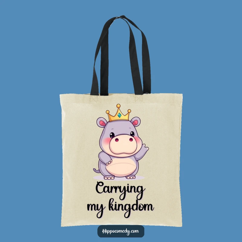 Funny Kawaii Hippo King Tote Bag: Carry Your Kingdom in Comical Style