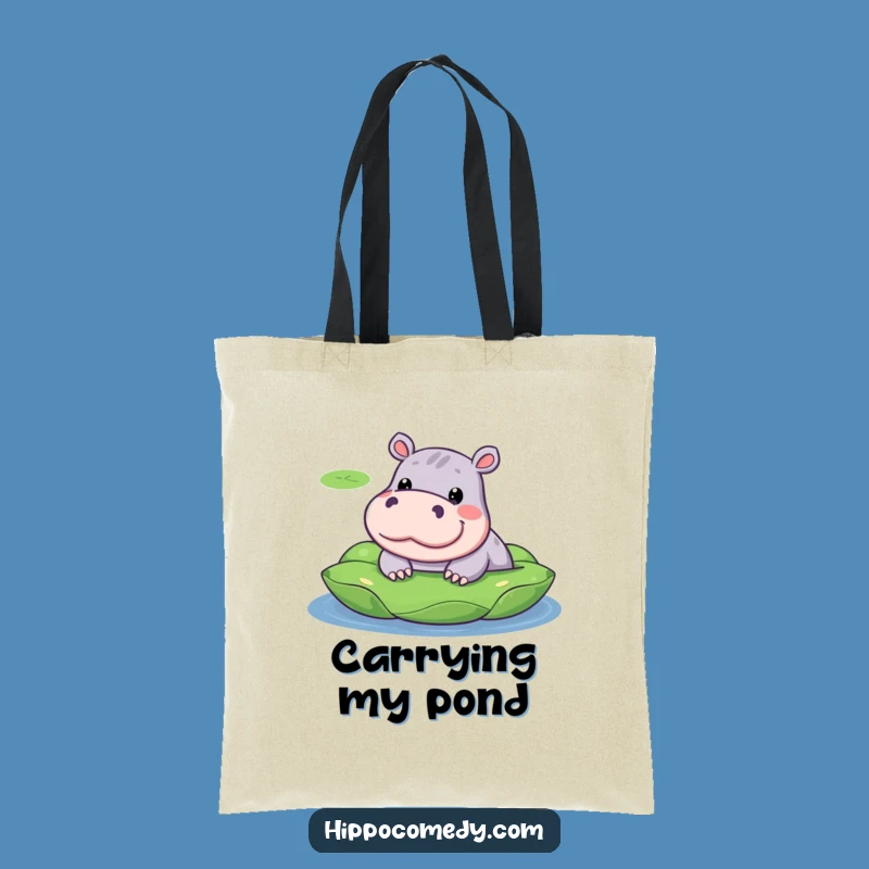 Funny Hippo Lily Pad Tote Bag - Adorable & Humorous Carry-All