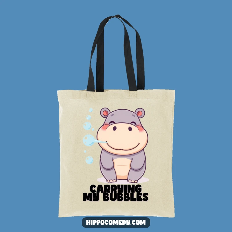 Funny Hippo Bubble Tote Bag - Carry Joy, Perfect Gift