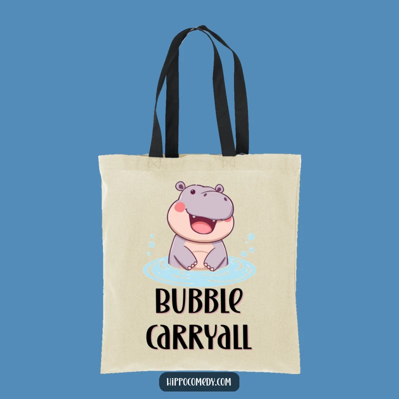Funny Hippo Bubble Tote Bag: Spacious & Joyful Hippo Carryall Gift