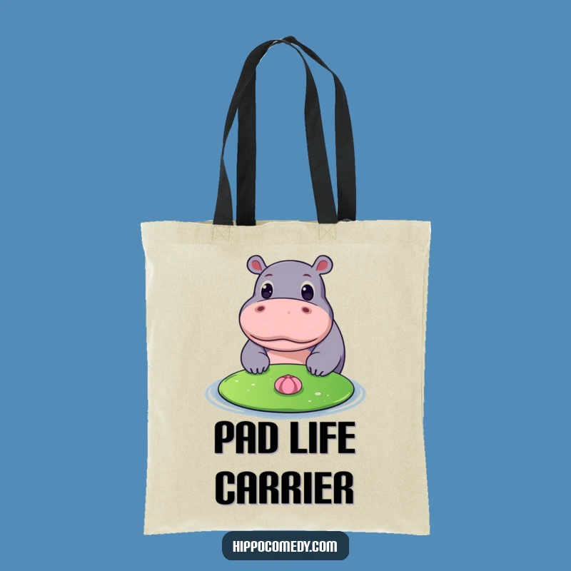 Funny Hippo Lily Pad Tote Bag: Spacious & Curious Hippo Carryall Gift
