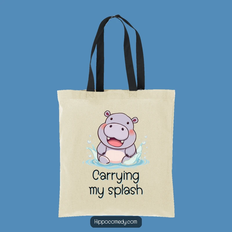 Funny Hippo Splash Tote: Chubby Hippo Beach Bag, Stylish & Humorous Accessory