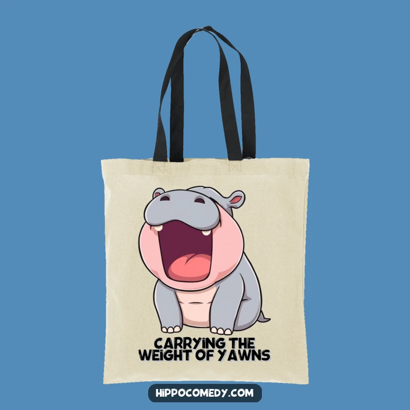 Funny Sleepy Hippo Yawn Tote Bag: Carry Your Laughs in Style