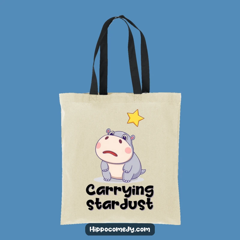 Funny Surprised Hippo Star Tote Bag - Carry Your Magic Hilariously