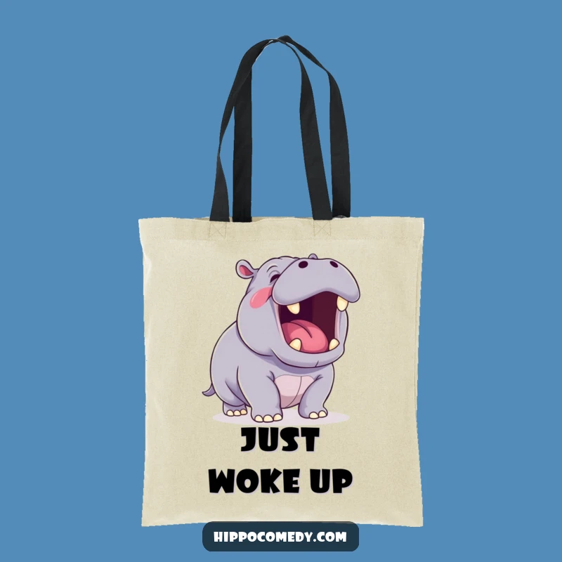Funny Yawning Hippo Tote Bag: Kawaii Hippo Carry-All - Stylish Gift