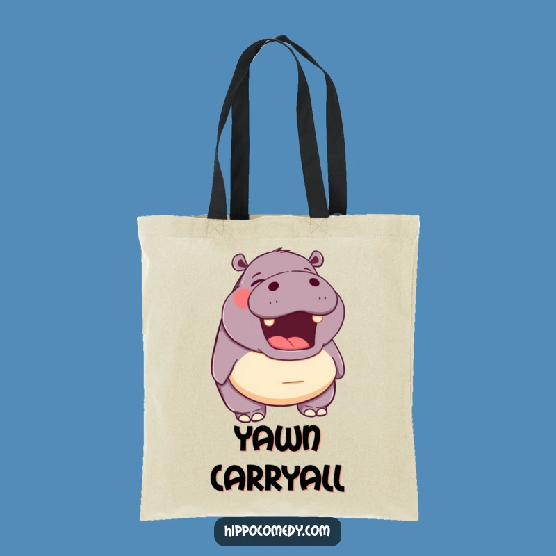 Funny Hippo Yawn Tote Bag: Spacious & Happy Hippo Carryall Gift